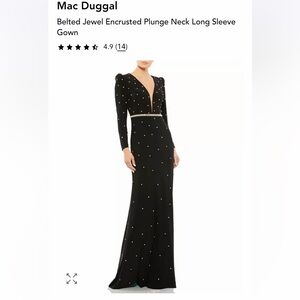 Mac Duggal Black Long Sleeve Jewel Gown
